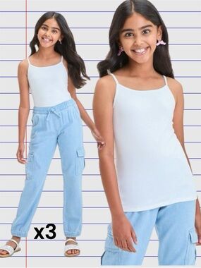 Cat & Jack Girls Small White Undershirts Cami Tank Tops Cotton Layering New NWOT